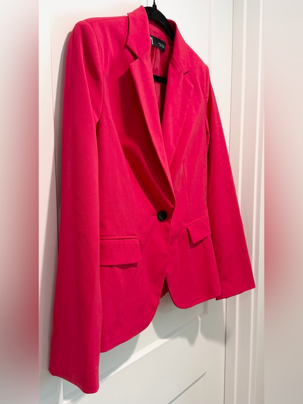 Zara Hot Pink Fuchsia Blazer Size 6 Tailored Statement Jacket Barbiecore - Picture 4 of 8